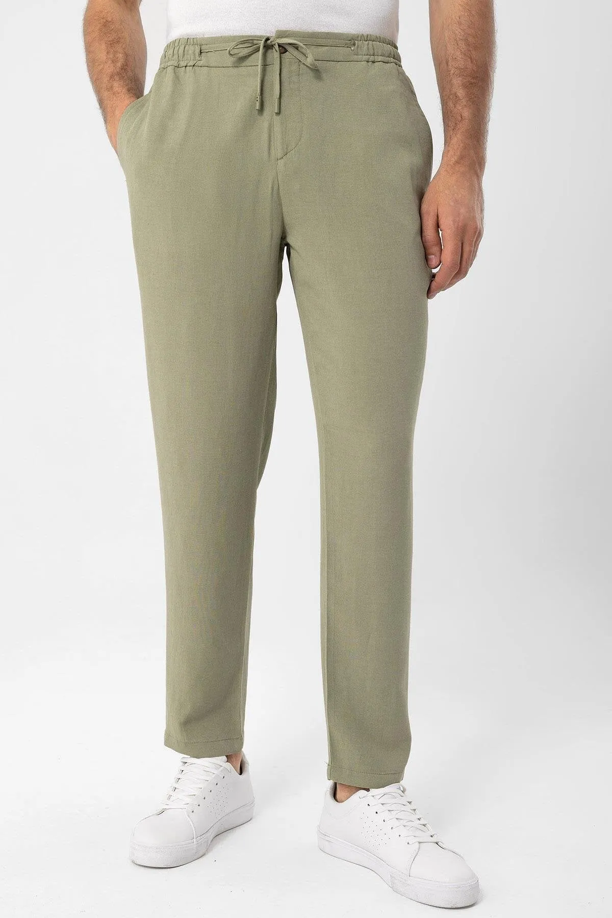 Light Khaki Elastic Waist Men's Trousers - Wessi sold by Wessi product image thumbnail 3