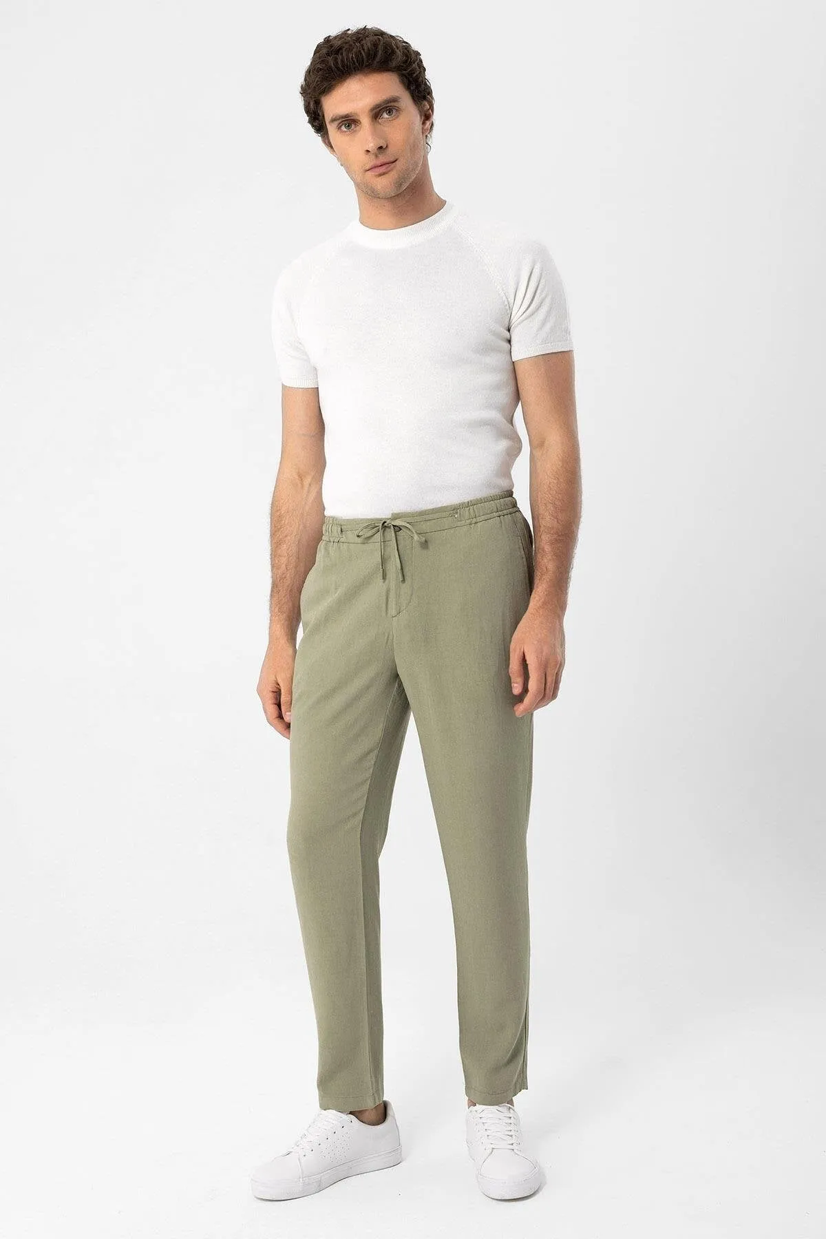 Light Khaki Elastic Waist Men's Trousers - Wessi sold by Wessi