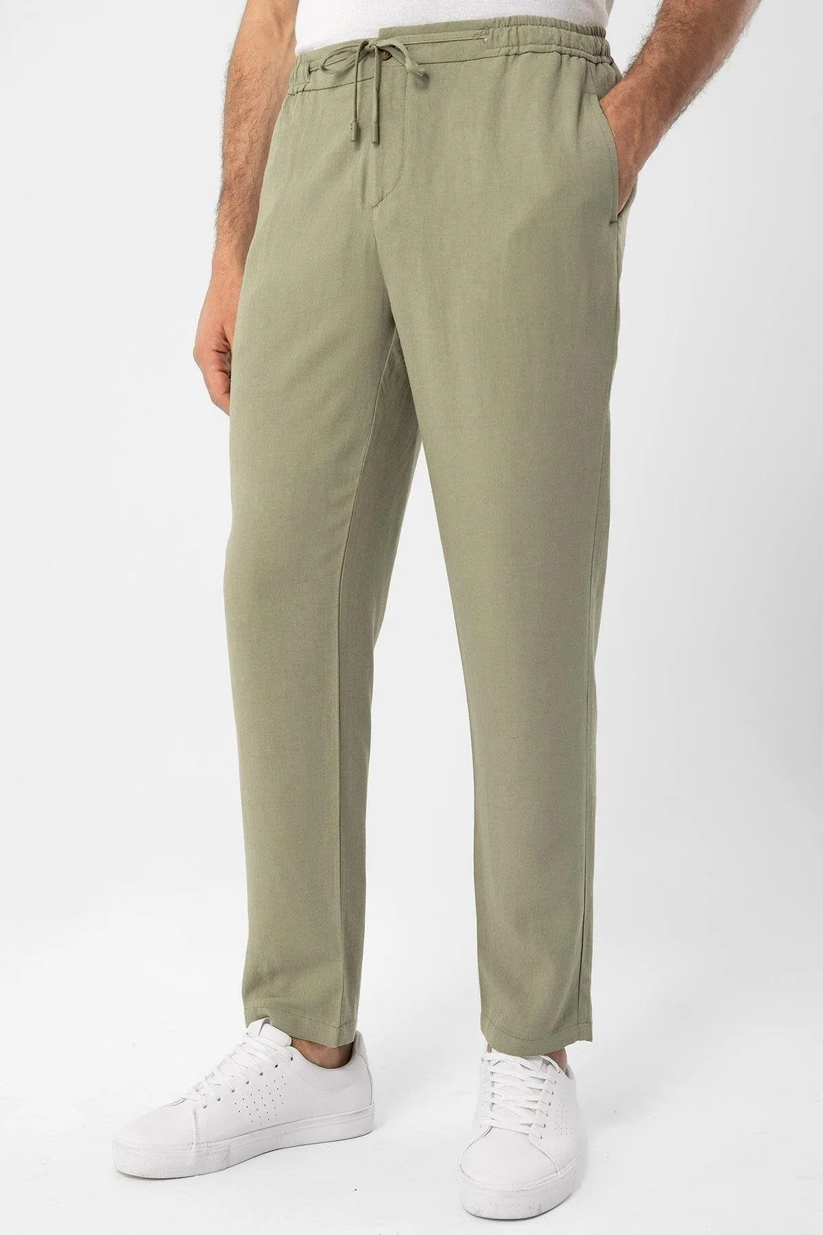 Light Khaki Elastic Waist Men's Trousers - Wessi sold by Wessi product image thumbnail 4