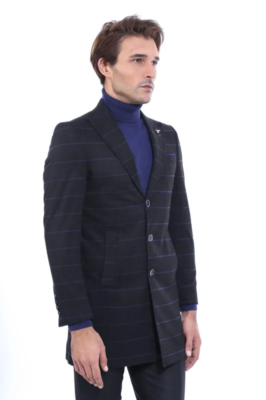 Wide Pointed Collar Black Men Coat - Wessi sold by Wessi