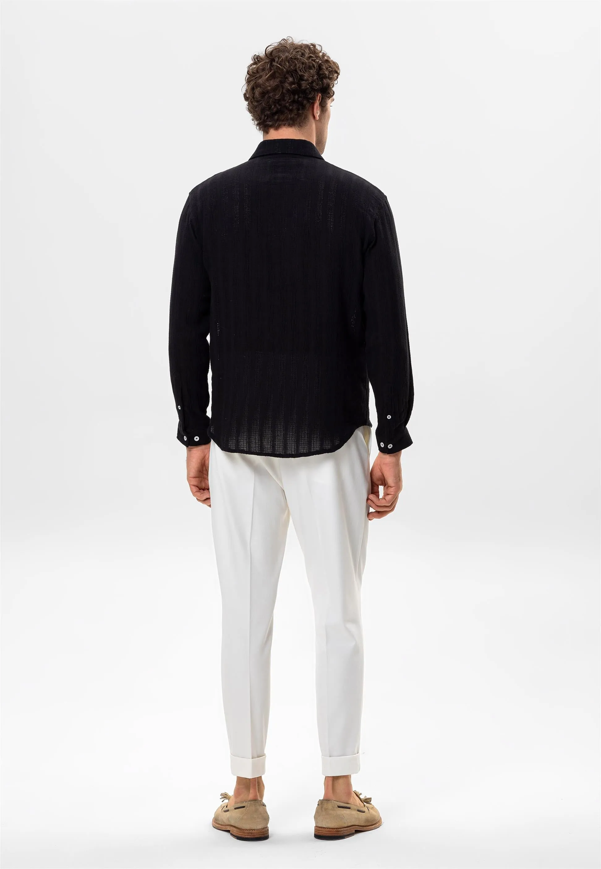 Men's Black Knitted Detailed Shirt - Wessi sold by Wessi product image thumbnail 5