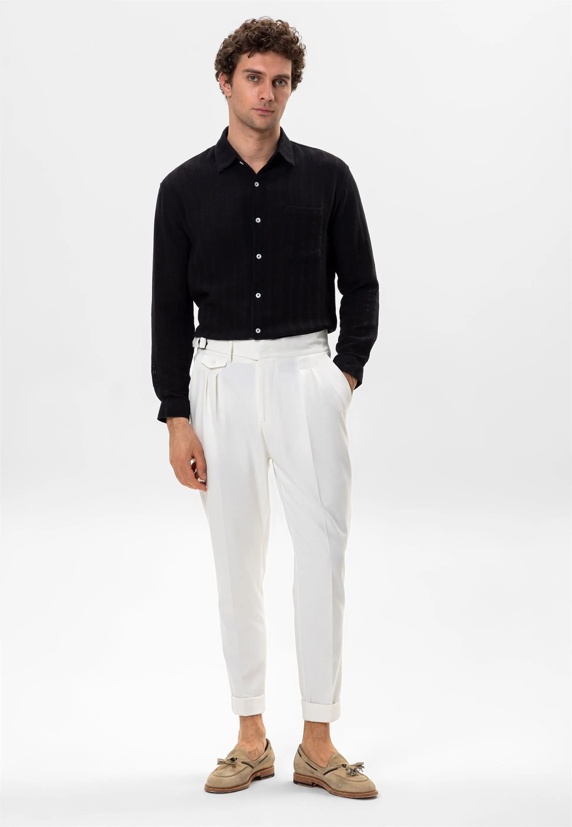 Men's Black Knitted Detailed Shirt - Wessi sold by Wessi