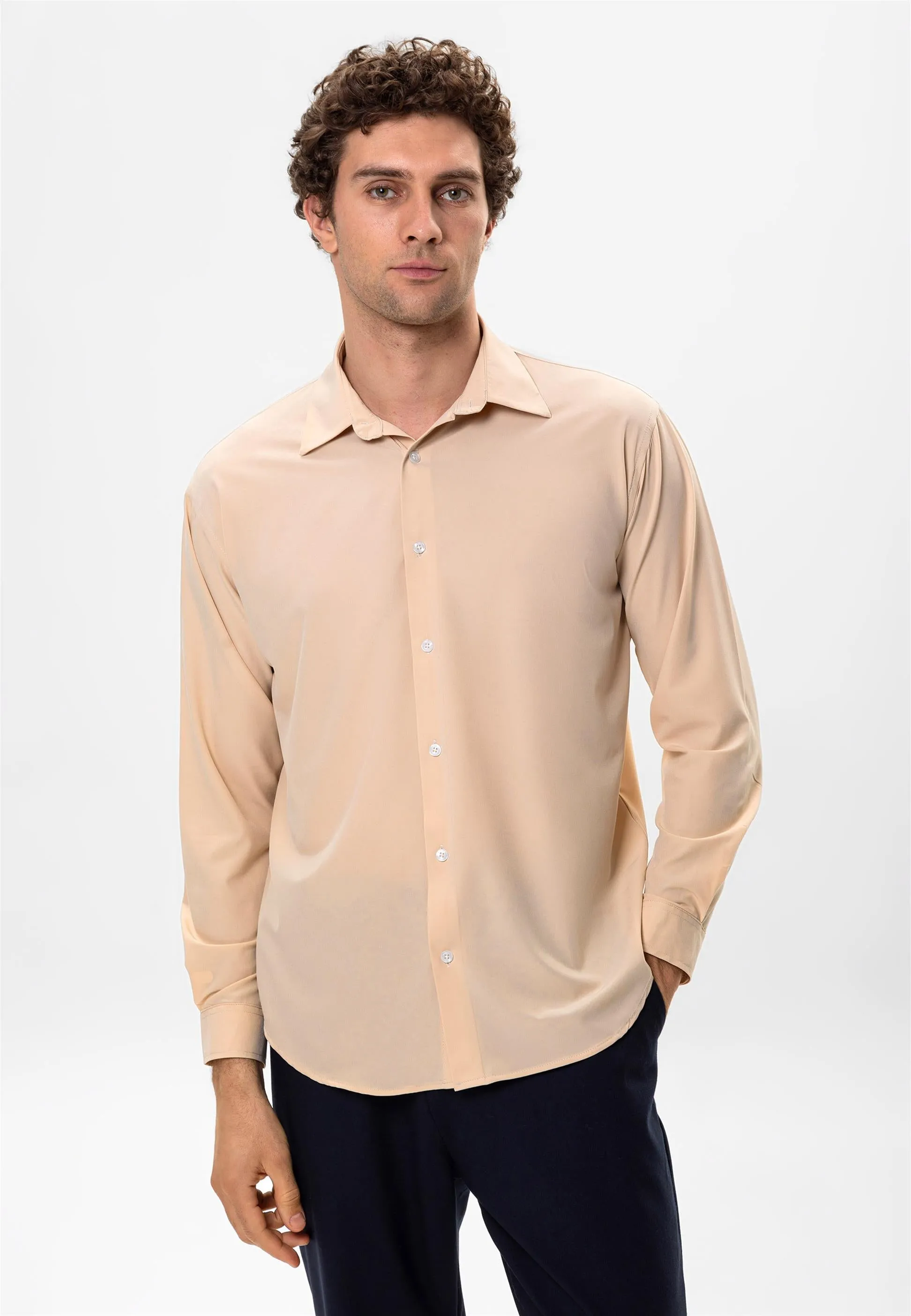 Men's Beige Comfortable Fit Shirt - Wessi sold by Wessi product image thumbnail 3