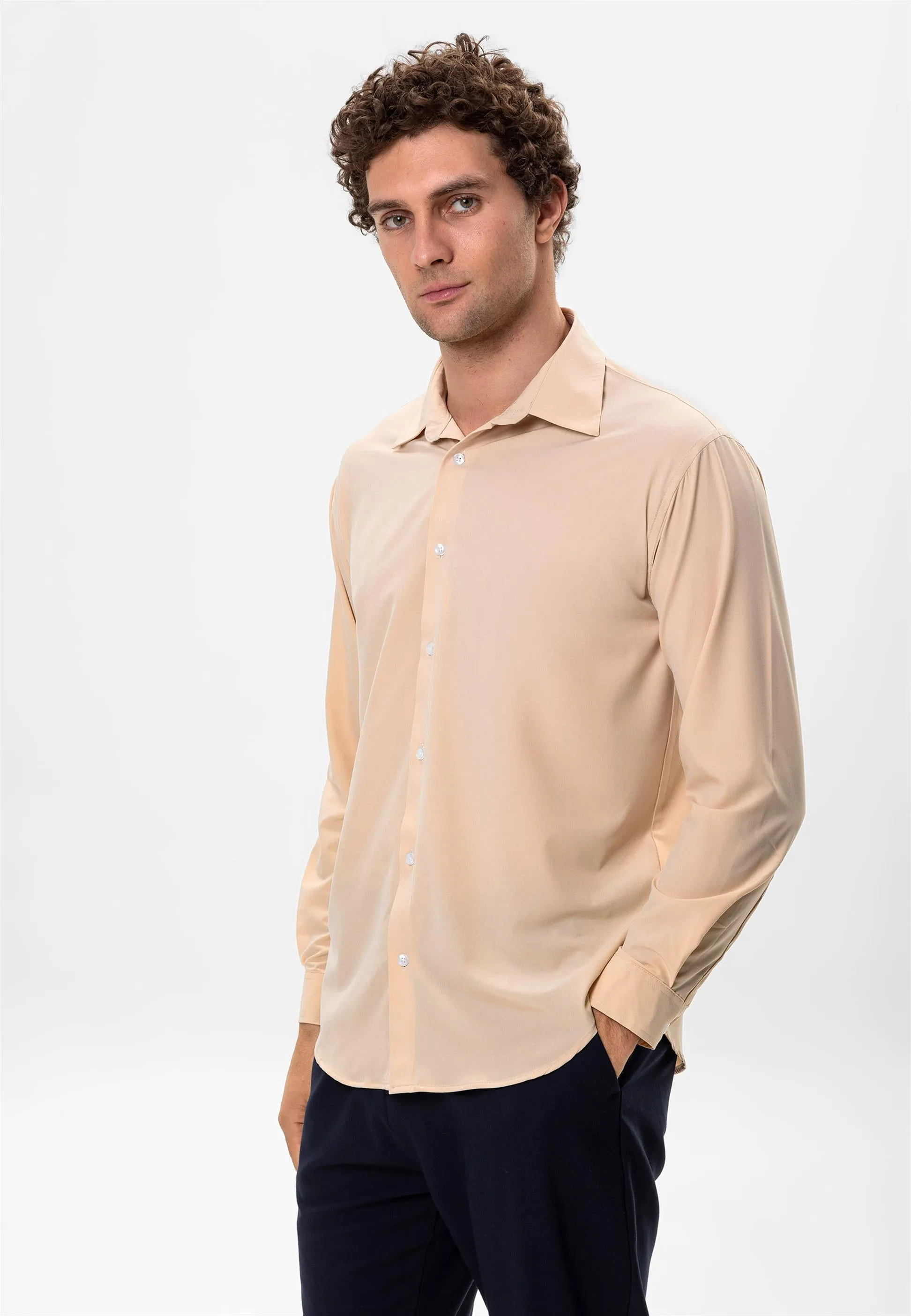 Men's Beige Comfortable Fit Shirt - Wessi sold by Wessi product image thumbnail 4
