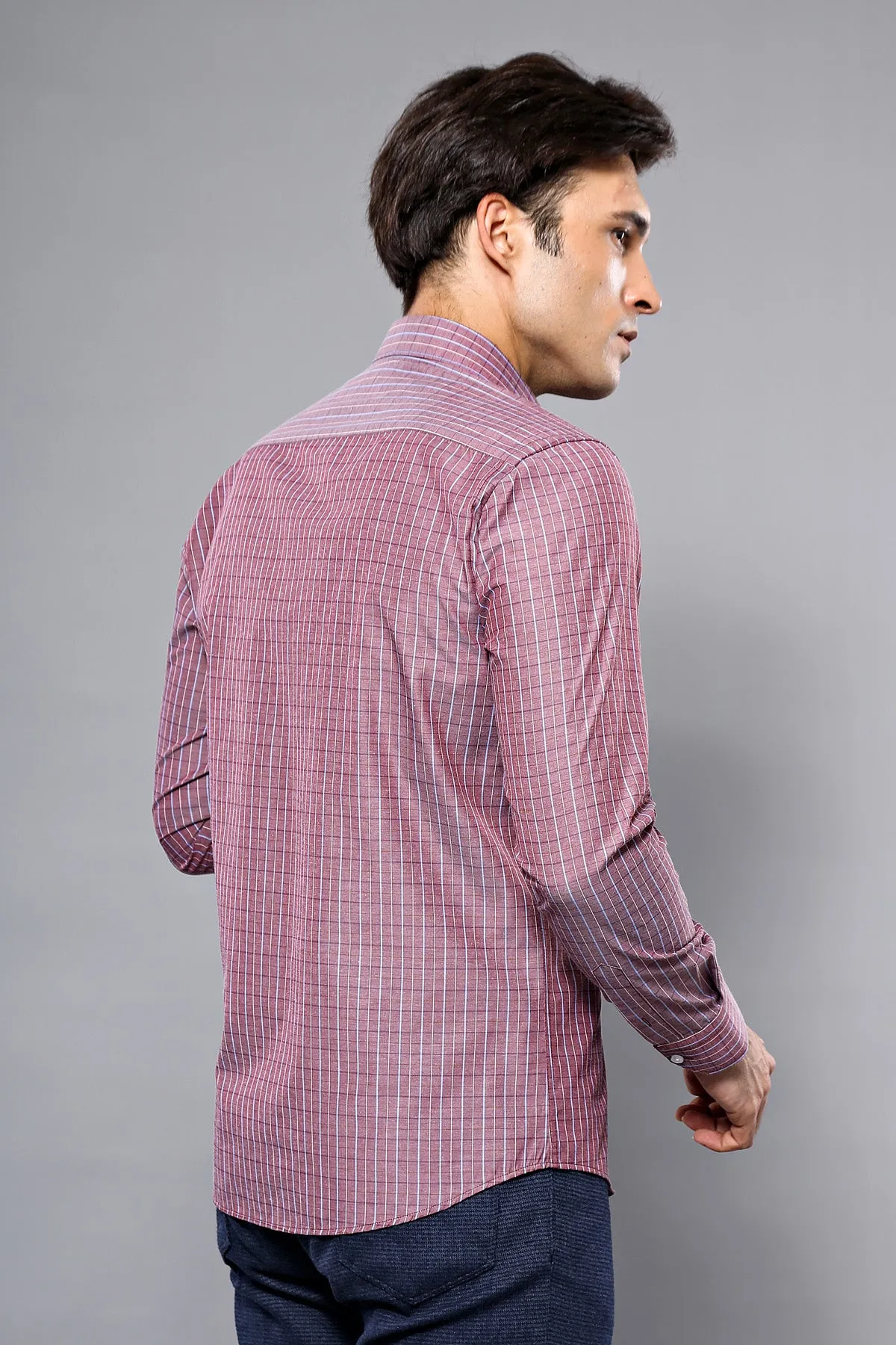 Slim-Fit Burgundy Plaid Shirt | Wessi sold by Wessi product image thumbnail 4