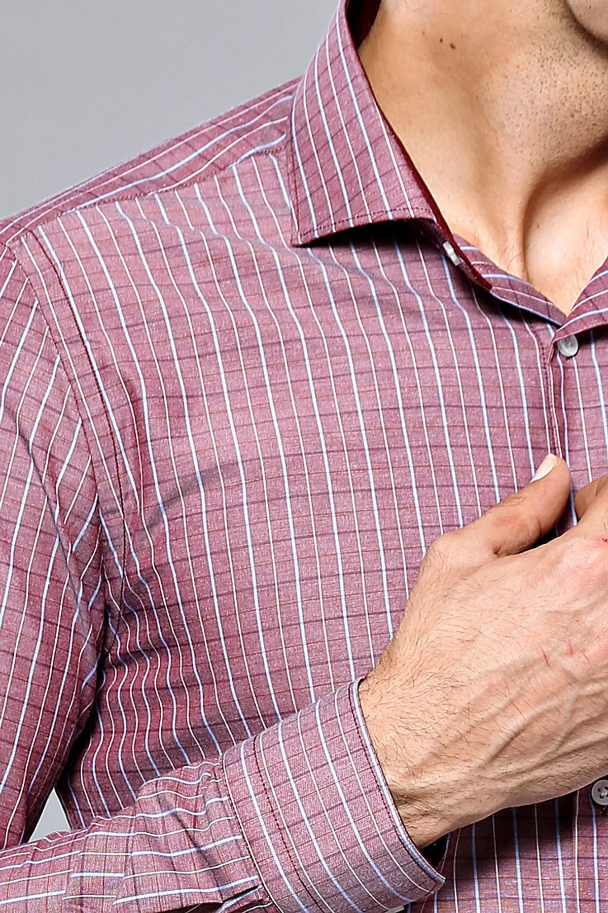 Slim-Fit Burgundy Plaid Shirt | Wessi sold by Wessi product image thumbnail 2