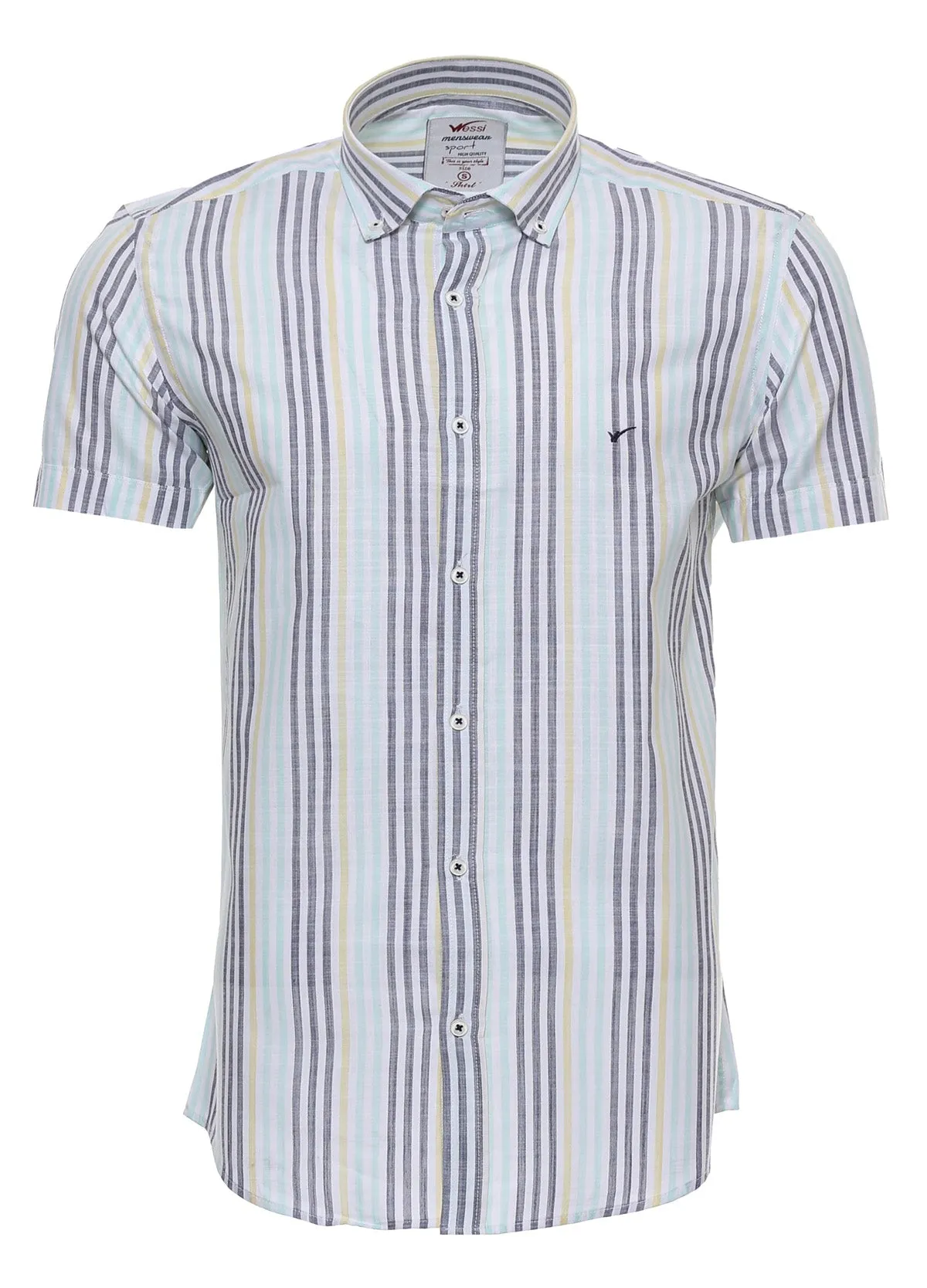 Striped Short Sleeves Men Blue Shirt - Wessi sold by Wessi product image thumbnail 4