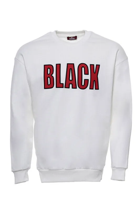 Crew Neck Printed Cream Sweatshirt - Wessi sold by Wessi