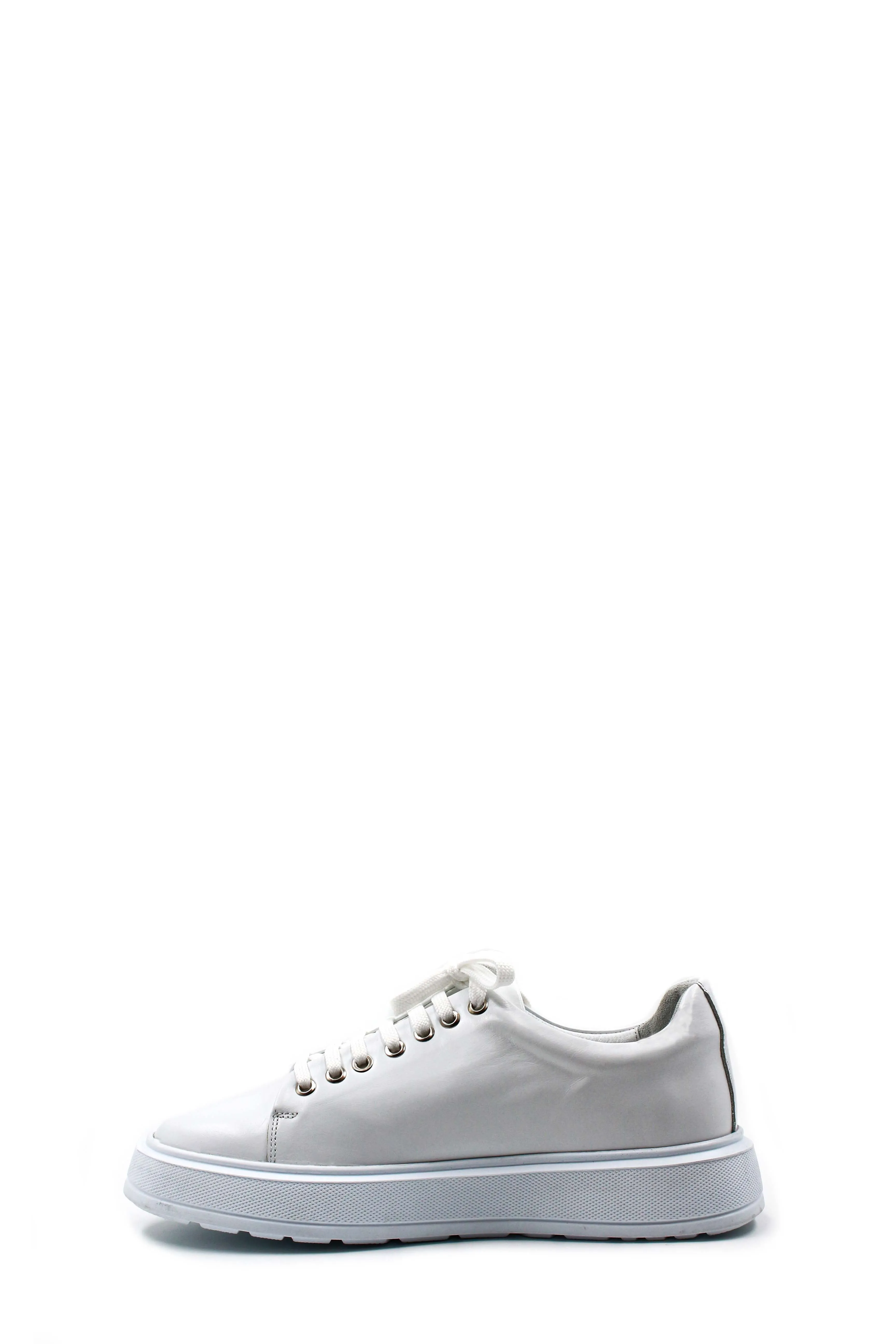 Men's White Leather Sneakers with Thick Sole and Metal Eyelets - Wessi sold by Wessi product image thumbnail 2