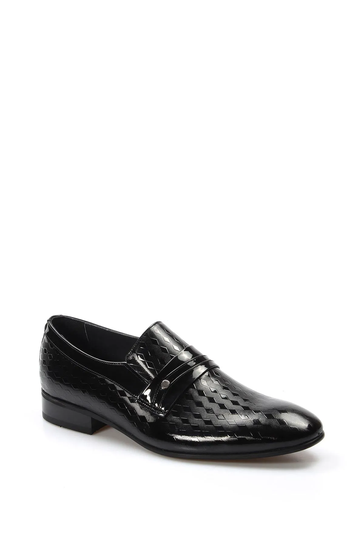 Men's Black Patent Leather Loafers with Geometric Embossed Pattern - Wessi sold by Wessi product image thumbnail 3
