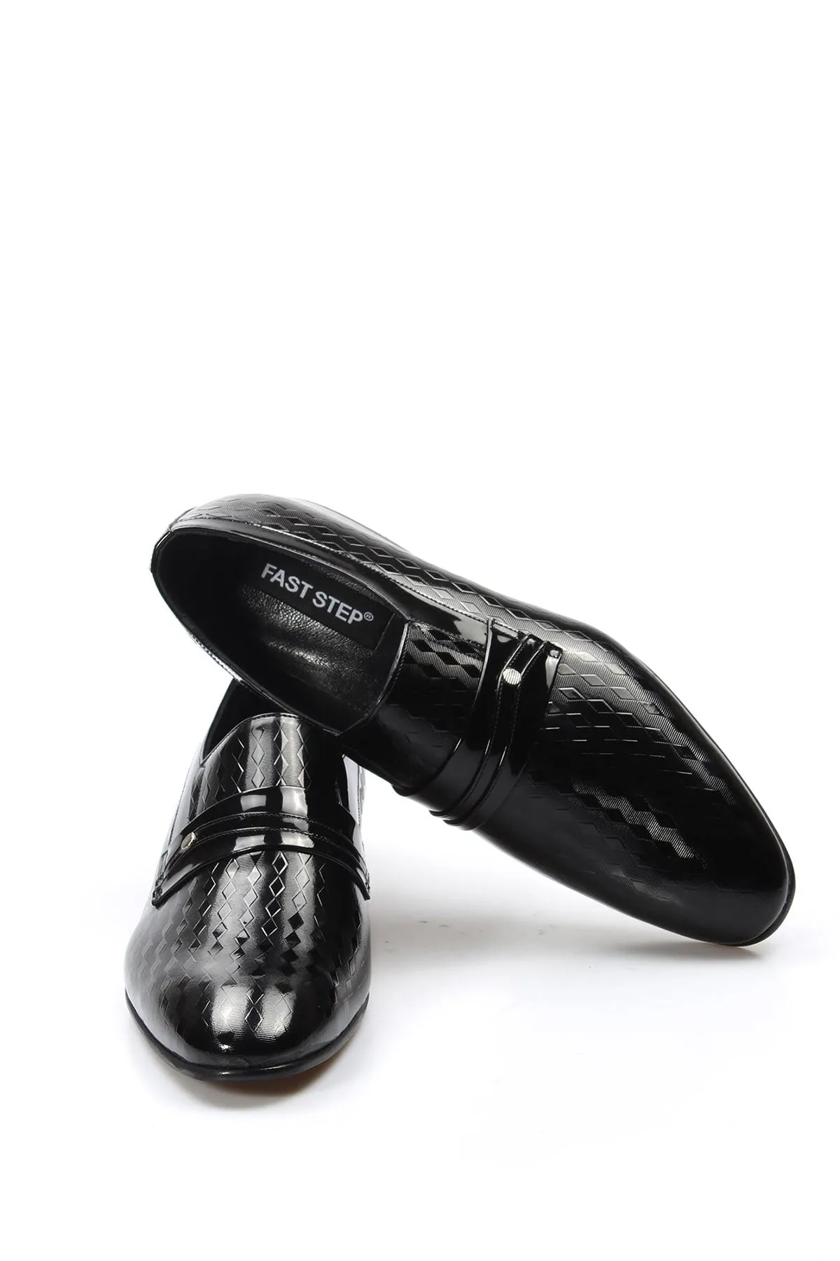 Men's Black Patent Leather Loafers with Geometric Embossed Pattern - Wessi sold by Wessi product image thumbnail 4