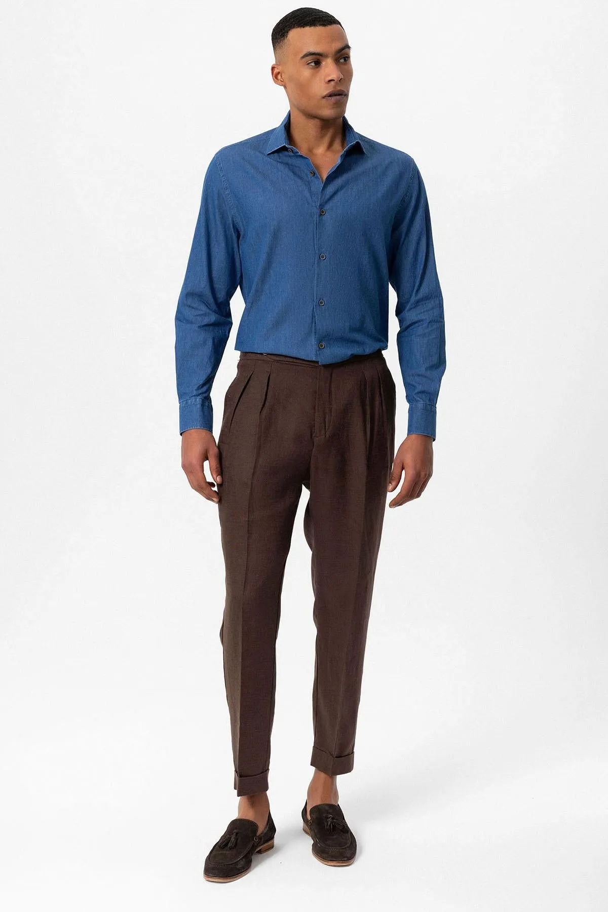 Men's Blue Long-Sleeve Denim Shirt - Wessi sold by Wessi product image thumbnail 2