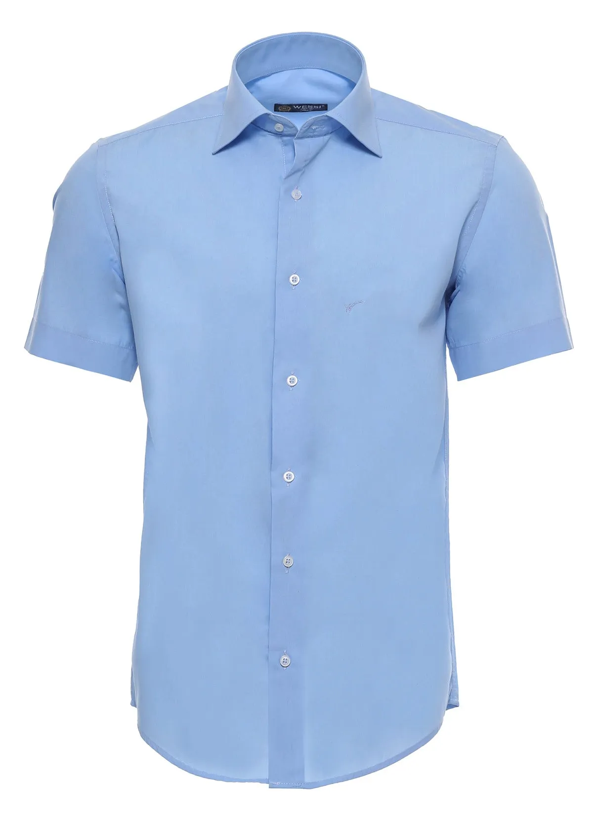 Slim Fit Short Sleeve Poly Cotton Blue Men Shirt - Wessi sold by Wessi product image thumbnail 4