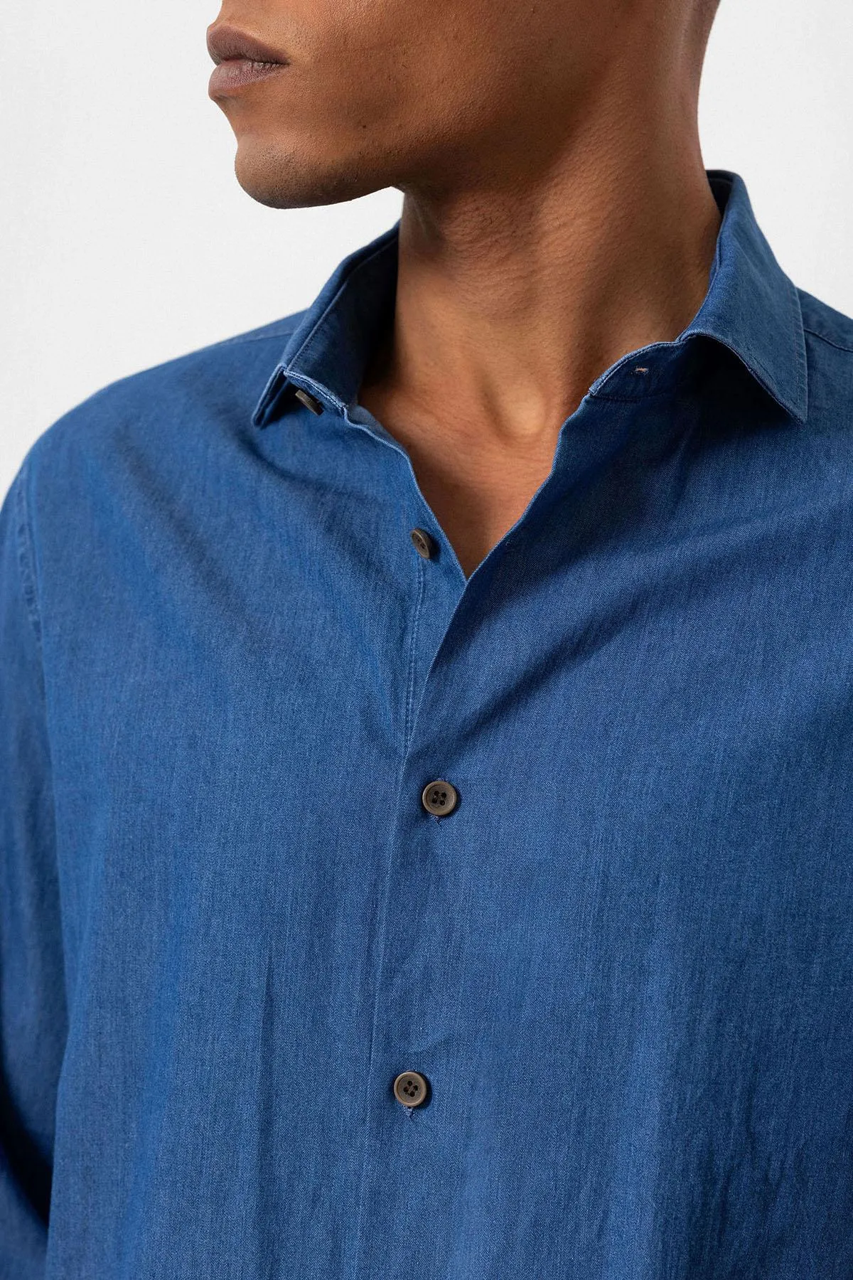 Men's Blue Long-Sleeve Denim Shirt - Wessi sold by Wessi product image thumbnail 5