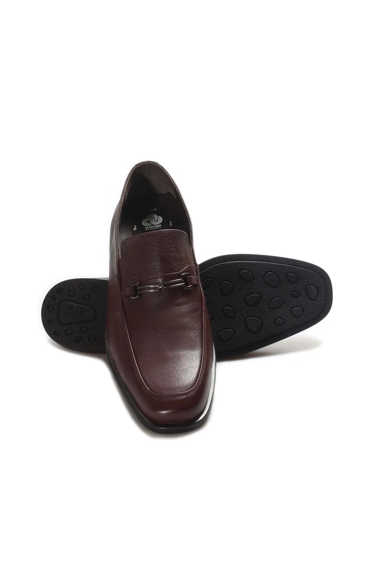 Men's Brown Leather Loafers with Metal Bit Detail and Textured Upper - Wessi sold by Wessi product image thumbnail 5