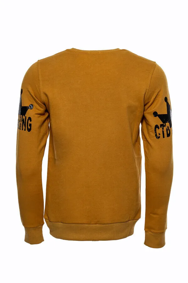 Patterned Slim Fit Mustard Sweatshirt - Wessi sold by Wessi product image thumbnail 3