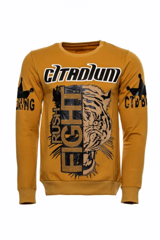 Patterned Slim Fit Mustard Sweatshirt - Wessi sold by Wessi