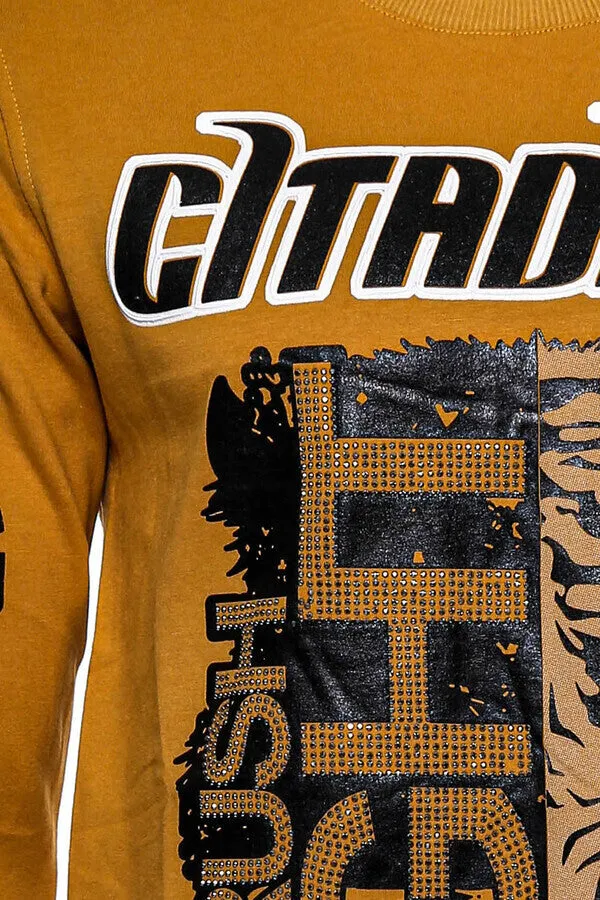 Patterned Slim Fit Mustard Sweatshirt - Wessi sold by Wessi product image thumbnail 2