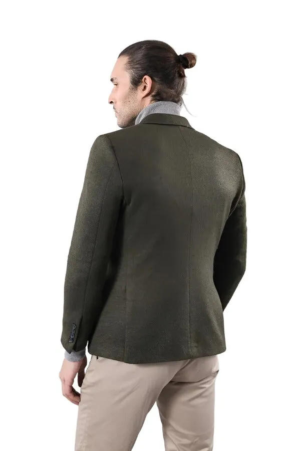 Peak Lapel Dark Green Wool Jacket - Wessi sold by Wessi product image thumbnail 4