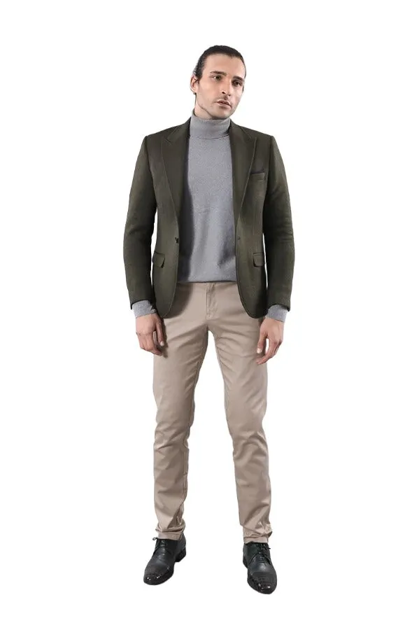 Peak Lapel Dark Green Wool Jacket - Wessi sold by Wessi product image thumbnail 5