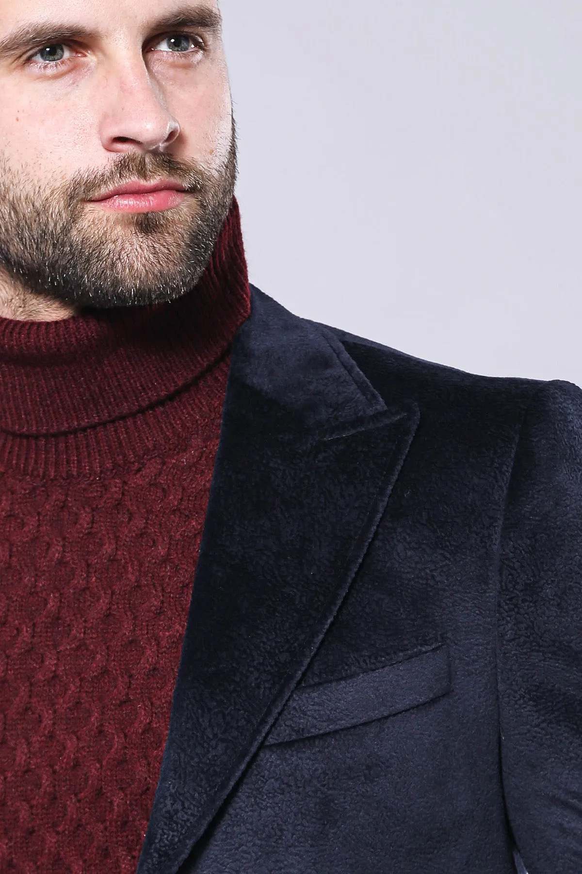 Wide Lapel Cachet Navy Blue Men Coat - Wessi sold by Wessi product image thumbnail 2