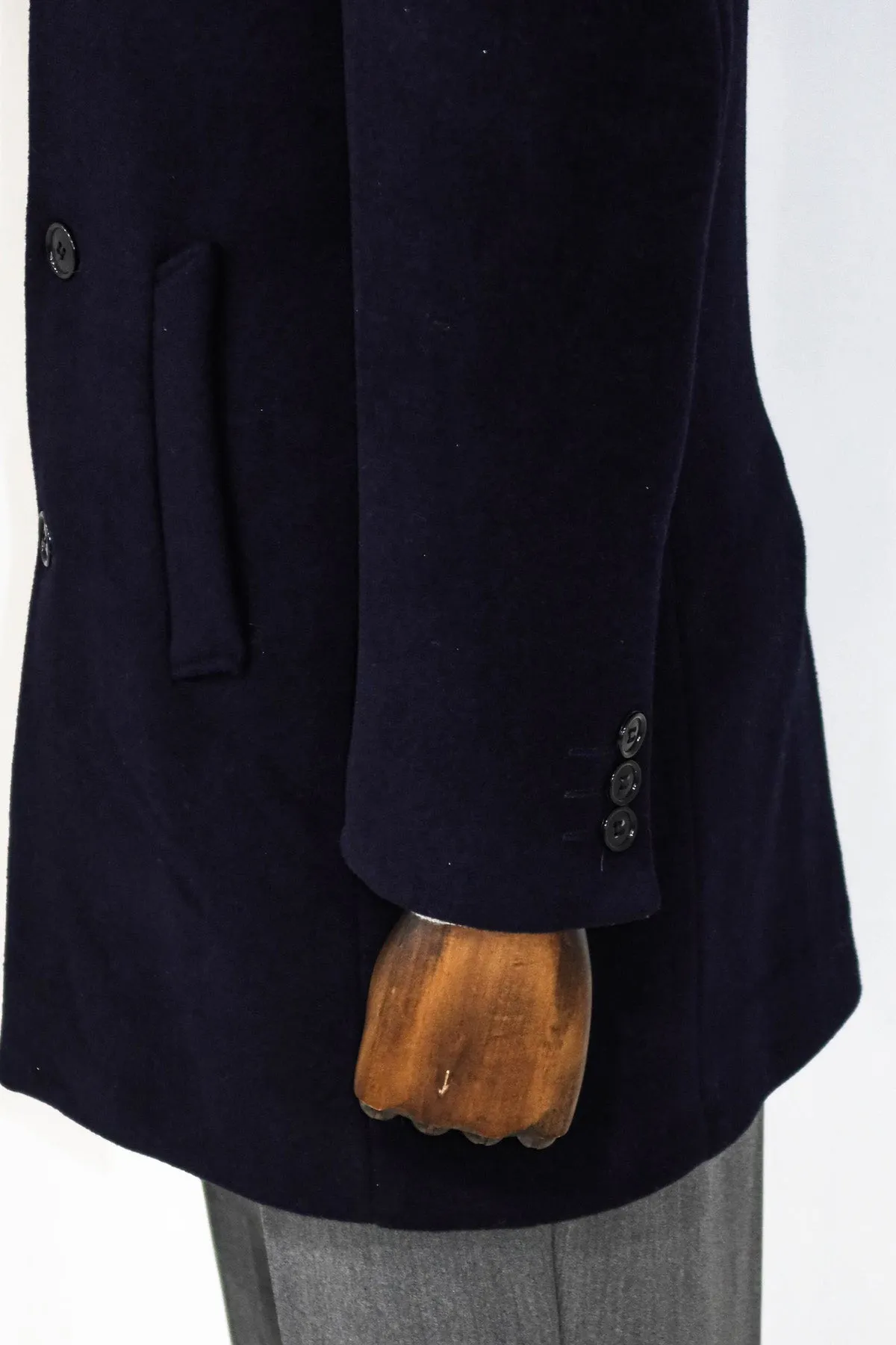 Wide Lapel Wool Navy Blue Men Coat - Wessi sold by Wessi product image thumbnail 3