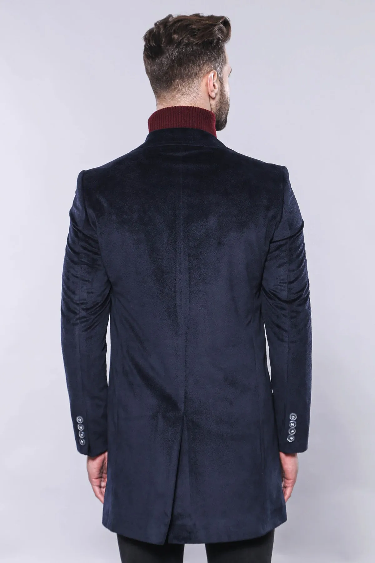 Wide Lapel Cachet Navy Blue Men Coat - Wessi sold by Wessi product image thumbnail 4