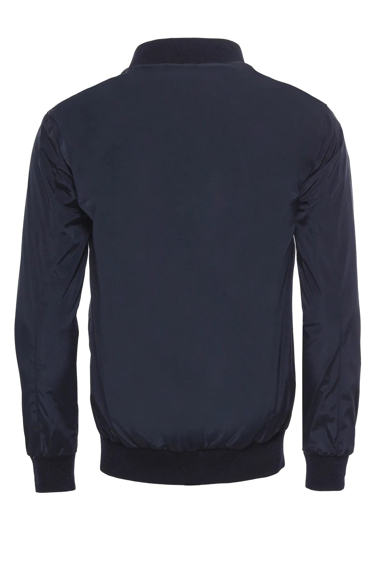 Zippered Flap Pockets Navy Blue Men Bomber Coat - Wessi sold by Wessi product image thumbnail 2