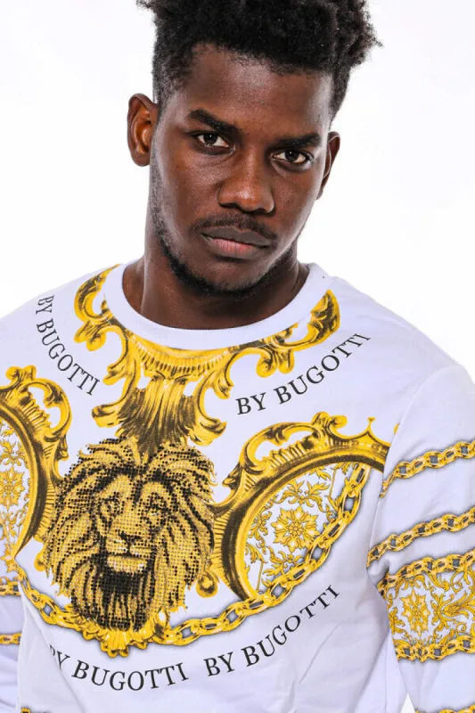 Yellow Lion Patterned Slim Fit White Sweatshirt - Wessi sold by Wessi