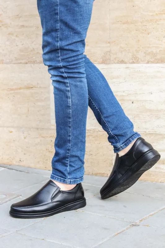 Men's Black Orthopedic Leather Loafers - Wessi sold by Wessi