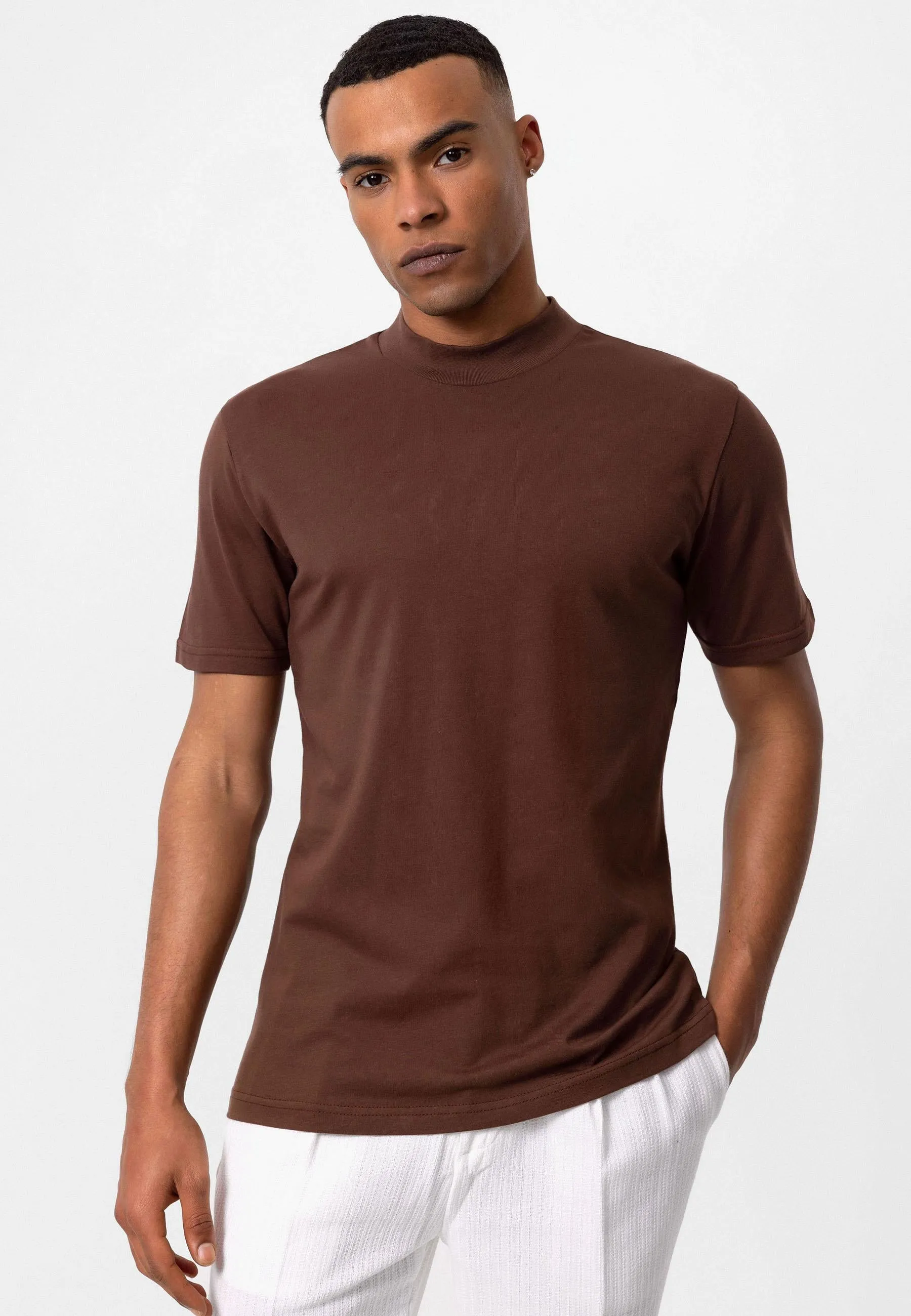 Men's Brown Slim Fit Basic T-Shirt - Wessi sold by Wessi