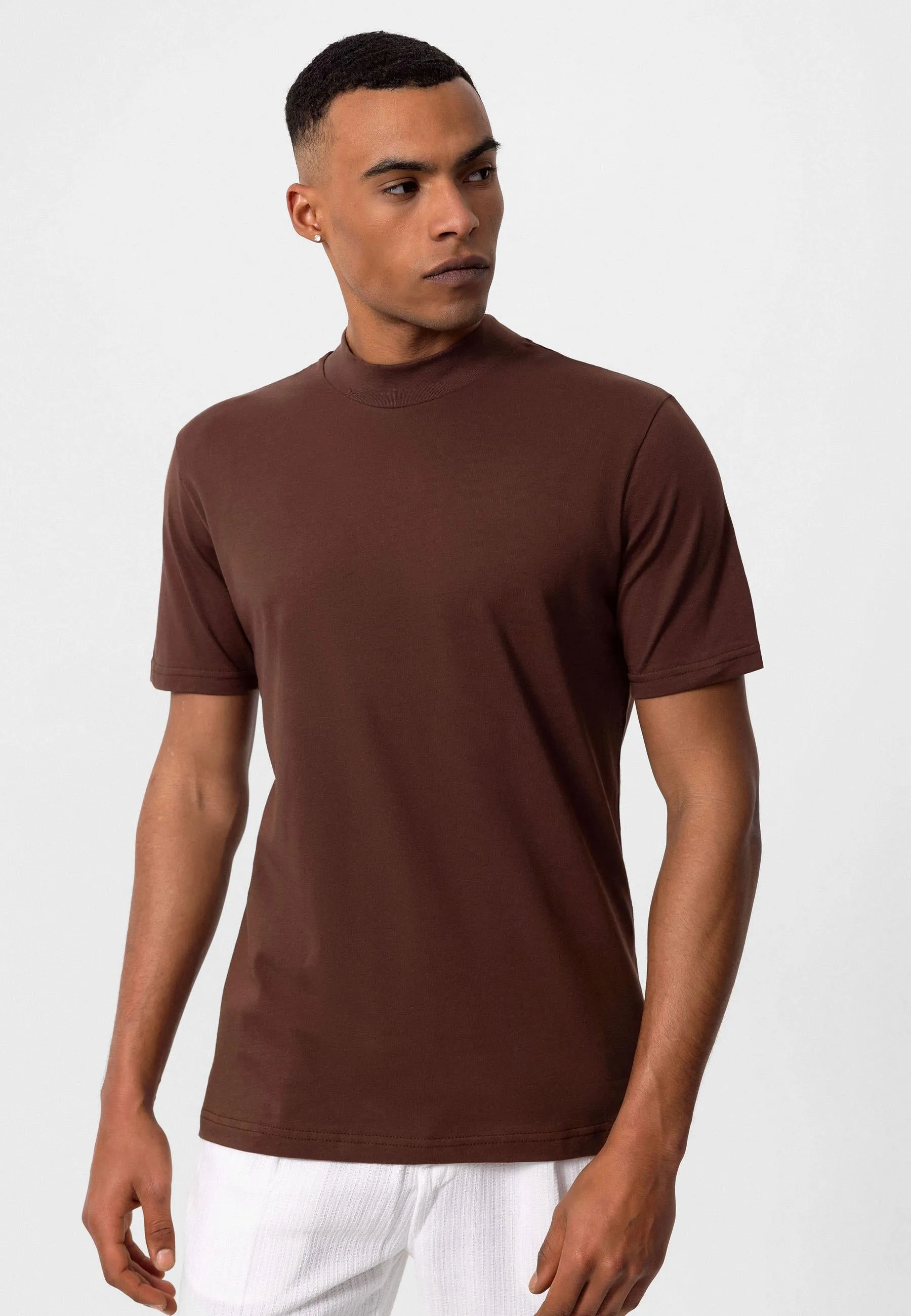 Men's Brown Slim Fit Basic T-Shirt - Wessi sold by Wessi product image thumbnail 3