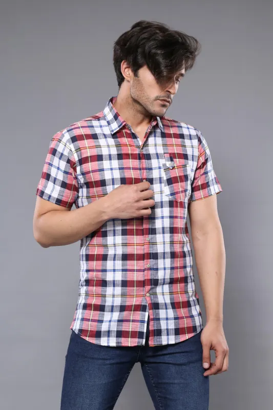 Checked Patterned Short Sleeve Men Shirt - Wessi sold by Wessi
