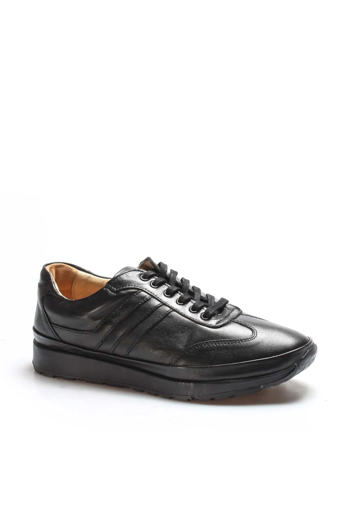 Men's Black Orthopedic Lace-Up Leather Sneakers with Cushioned Sole - Wessi sold by Wessi product image thumbnail 3