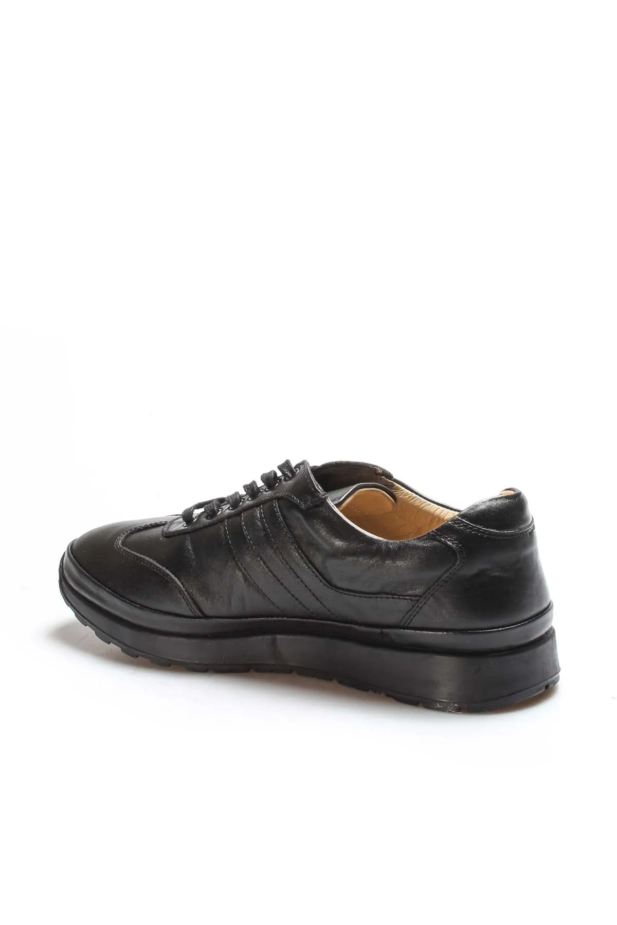 Men's Black Orthopedic Lace-Up Leather Sneakers with Cushioned Sole - Wessi sold by Wessi product image thumbnail 2