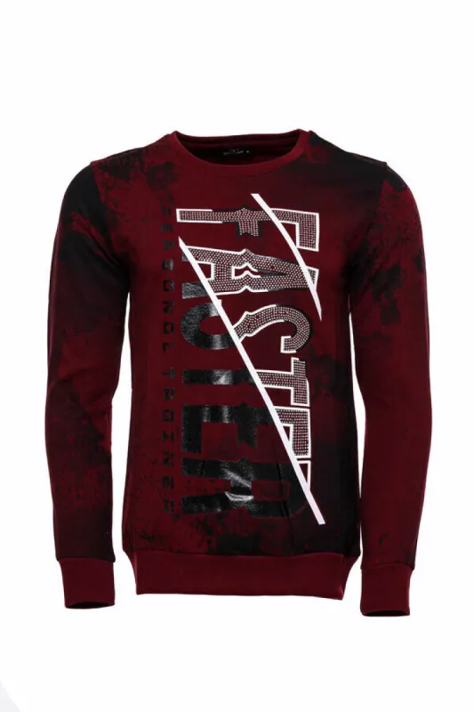 Patterned Slim Fit Brown Sweatshirt - Wessi sold by Wessi