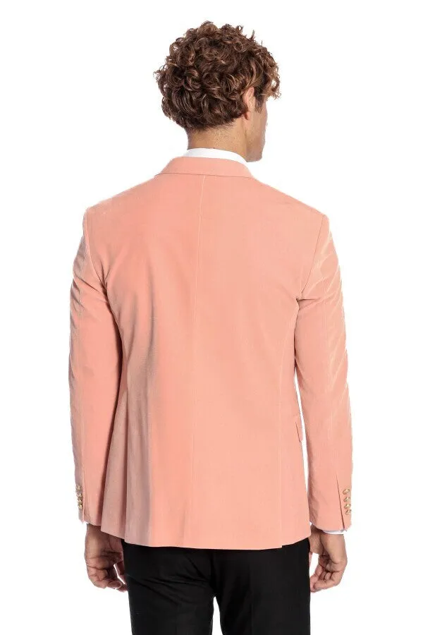 Wide Lapel Velvet Pink Men Blazer - Wessi sold by Wessi product image thumbnail 4