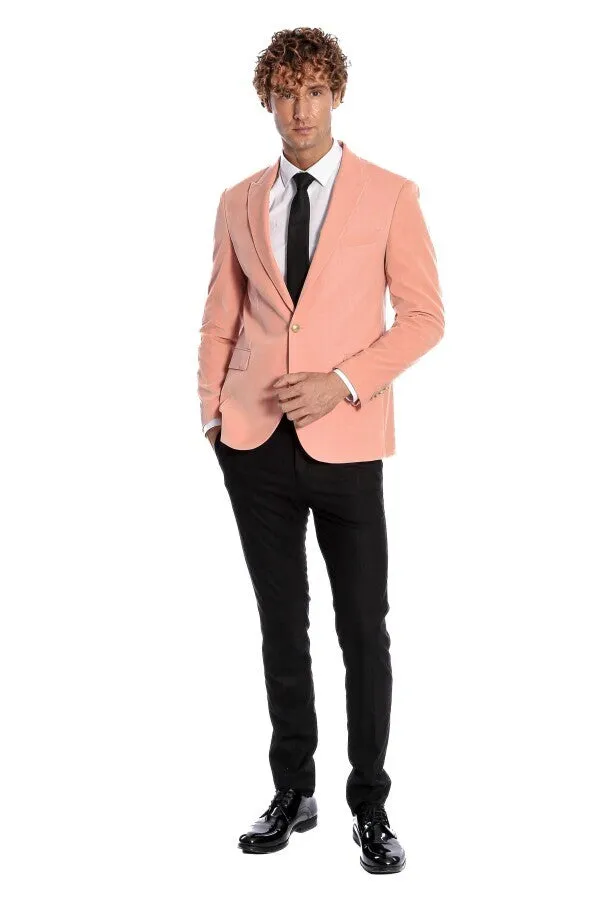 Wide Lapel Velvet Pink Men Blazer - Wessi sold by Wessi product image thumbnail 3