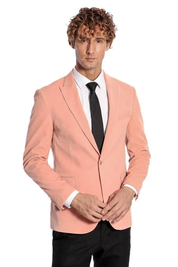 Wide Lapel Velvet Pink Men Blazer - Wessi sold by Wessi product image thumbnail 5