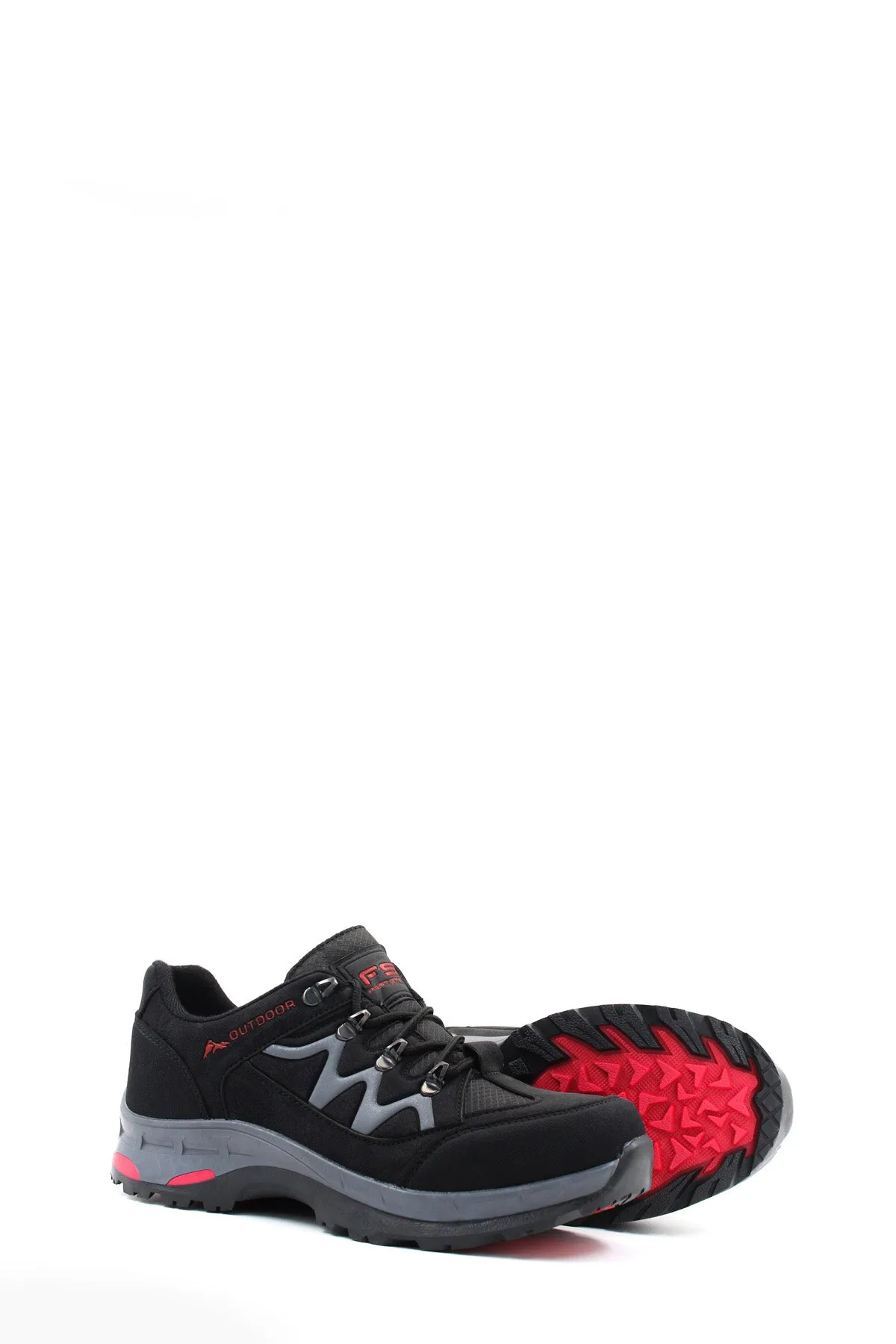 Men's Black Outdoor Hiking Shoes with Red Accents - Wessi sold by Wessi product image thumbnail 4