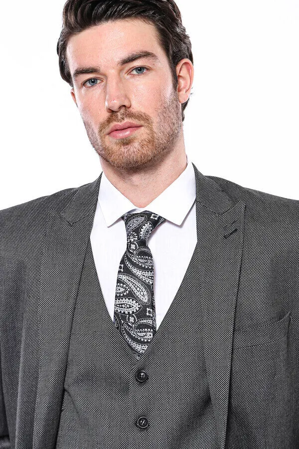 Patterned Slim-Fit Dark Grey Men Blazer - Wessi sold by Wessi product image thumbnail 2