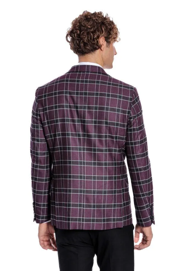 Slim Fit Peak Lapel Purple Men Blazer - Wessi sold by Wessi product image thumbnail 4