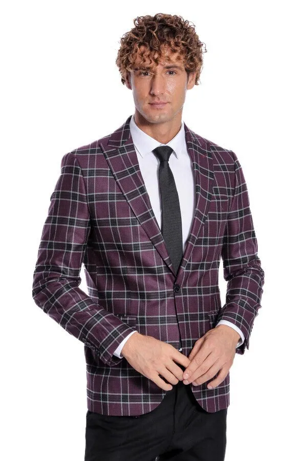 Slim Fit Peak Lapel Purple Men Blazer - Wessi sold by Wessi