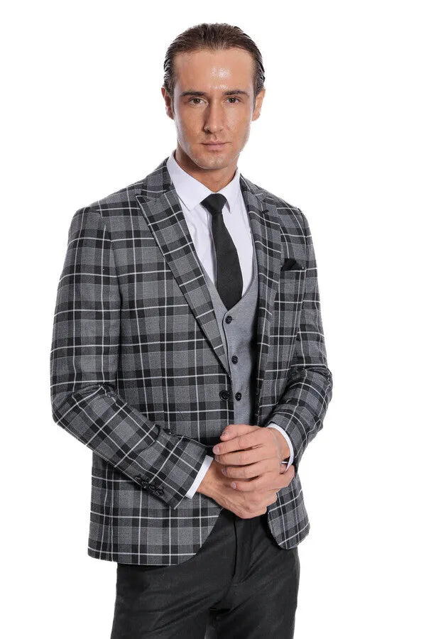 Slim Fit Checked Black Men Suit - Wessi sold by Wessi
