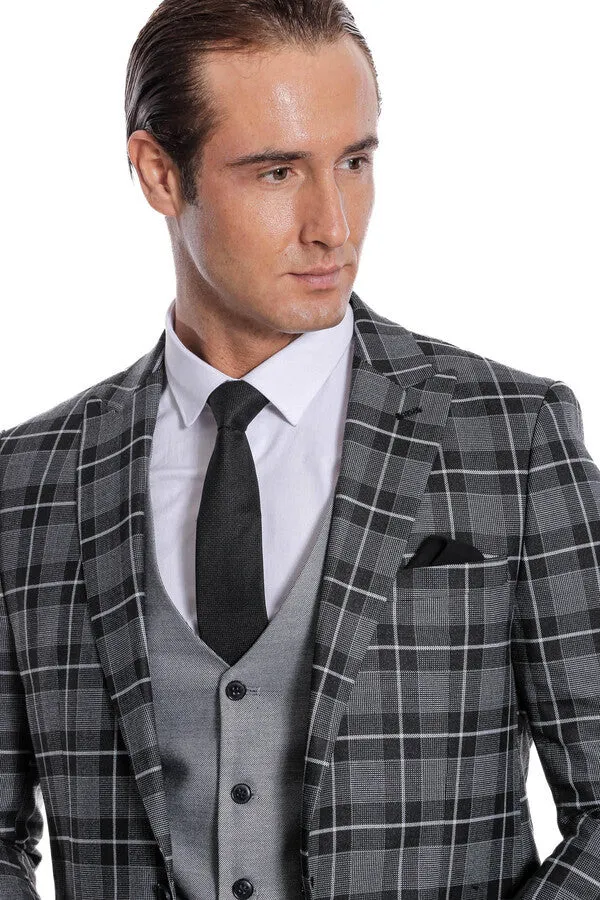Slim Fit Checked Black Men Suit - Wessi sold by Wessi product image thumbnail 3