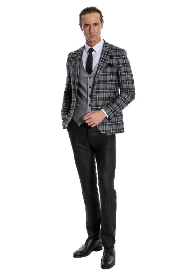 Slim Fit Checked Black Men Suit - Wessi sold by Wessi product image thumbnail 2