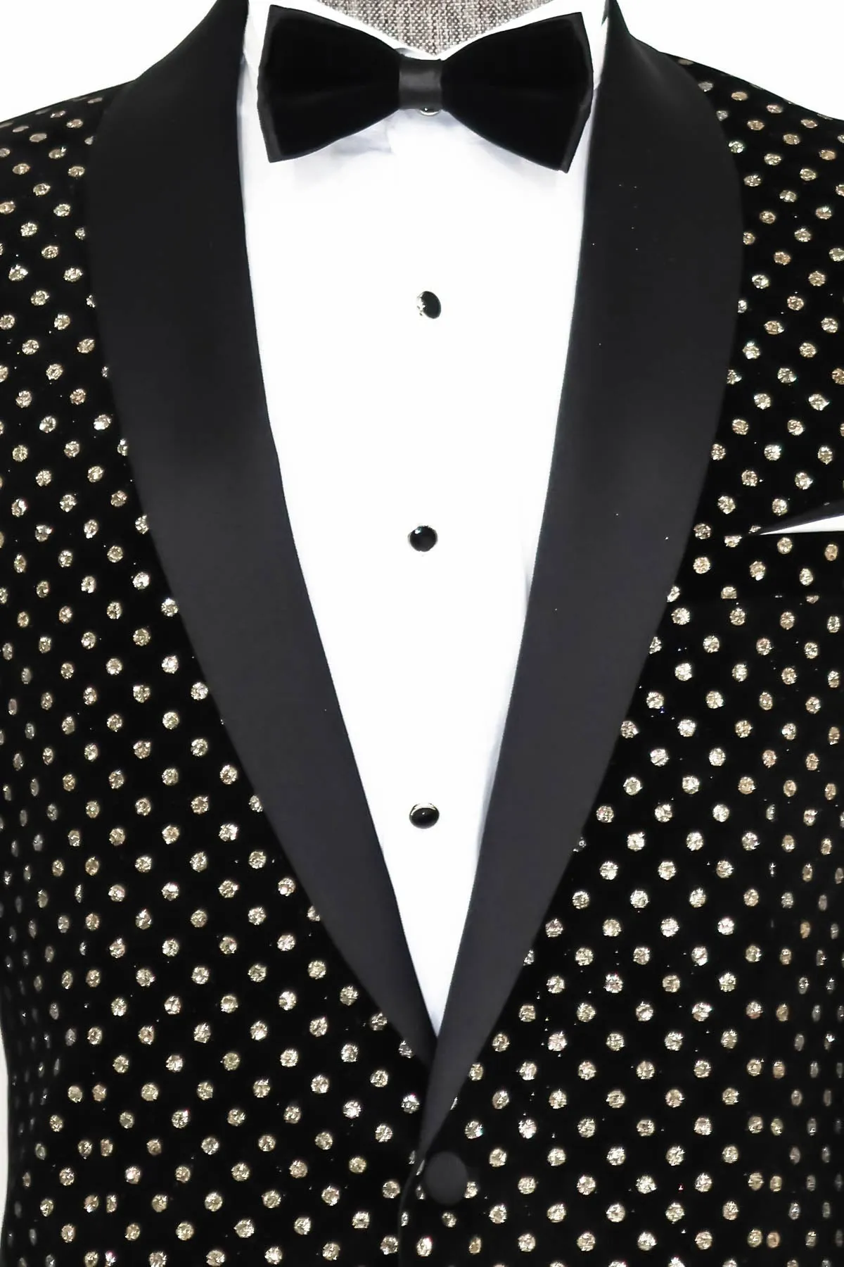Dot Patterned Slim Fit Black Men Evening Dinner Blazer - Wessi sold by Wessi product image thumbnail 2