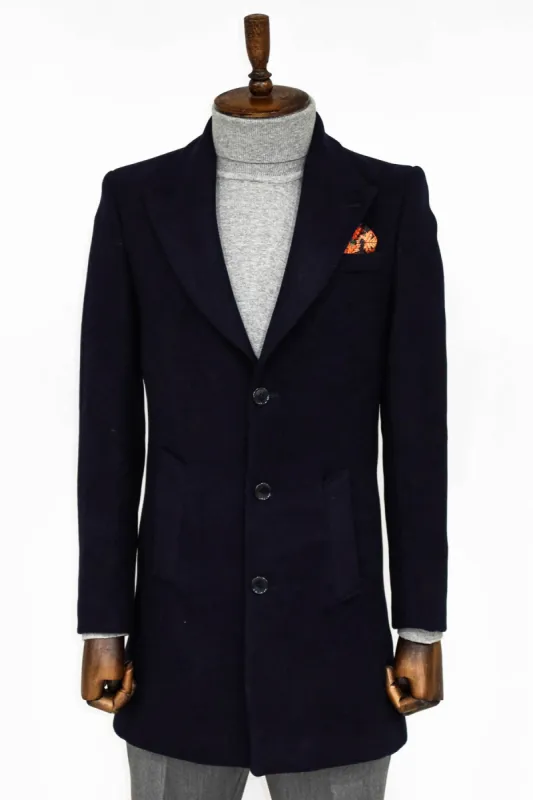 Wide Lapel Wool Black Men Coat - Wessi sold by Wessi