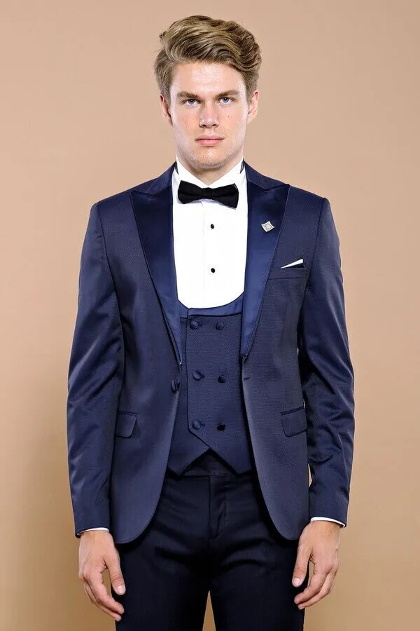 Detachable Lapel Navy Blue Men Tuxedo - Wessi sold by Wessi product image thumbnail 4