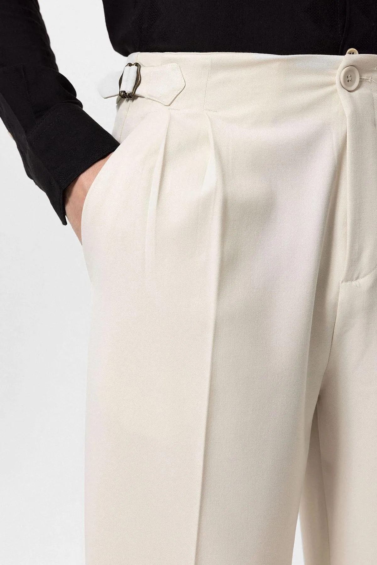 Men's Ecru Slim Fit Pants - Wessi sold by Wessi product image thumbnail 4